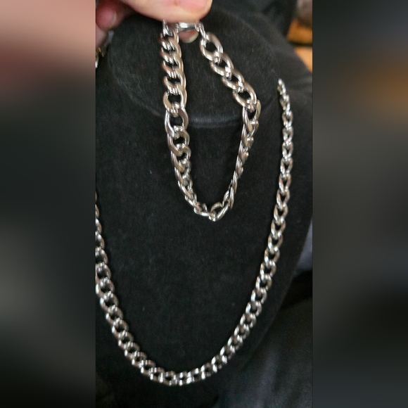 Stainless steel Men's Anchor chain 20" & 9" necklace & bracelet set - Picture 4 of 8